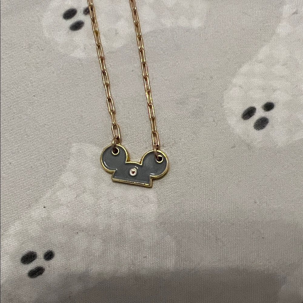 Blue Mickey Hat Gold Necklace